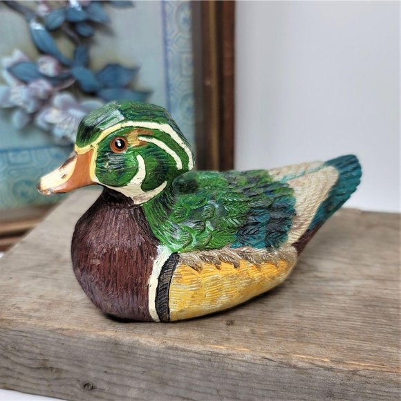 Vintage Handpainted Wax Duck Sculpture RUSS BERRIE - Picture 1 of 9